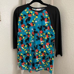 Lularoe Mickey print Randy Baseball tee